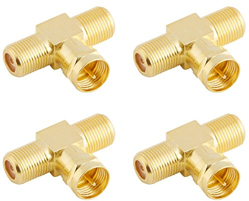 POPPSTAR 4x Distributeurs coaxials en T pour TV SAT (2x prise femelle F à 1x prise mâle F), contacts plaqués or