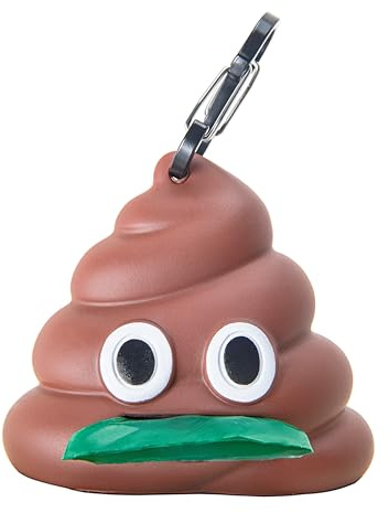 Sytian Poop-Shaped Dog Poop Bag Dispenser, Silicone with Sturdy Carabiner, Includes 1 Roll (15 Free Bags) - Portable Leash-Mounted Dog Walking Accessory