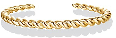 PAVOI 14K Yellow Gold Plated Twisted Chunky Bangle Bracelet for Women - Trendy Braided Stackable Bracelet - Lightweight Everyday Jewelry - 6.5 Inch
