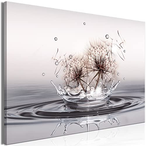 decomonkey Bilder Pusteblumen 120x80 cm 1 Teilig Leinwandbilder Bild auf Leinwand Vlies Wandbild Kunstdruck Wanddeko Wand Wohnzimmer Wanddekoration Deko Blumen Natur Wasser Tropfen Abstrakt