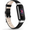 Vancle für Fitbit Luxe Armband Leder für Damen Herren,Weiches Atmungsaktives Leder Sport Armband Ersatzarmbänder für Fitbit Luxe(Schwarz)