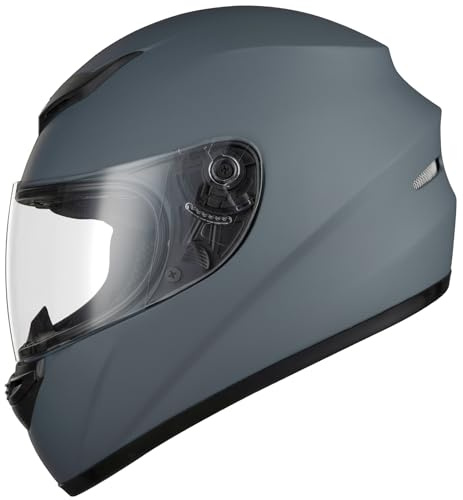 Favoto Casco moto integrale per Adulti Approvato ECE Caschi Traspiranti Protezione di Sicurezza L (59-60cm) Grigio