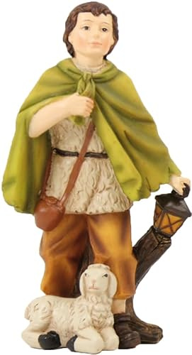 FADEDA Shepherd with Lantern/Height: 10 cm/Hand-Painted/Detailed Nativity Scene Figures - Christmas Table Decoration Nativity Accessories