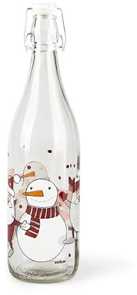 Excelsa Snowman Bouteille en verre, capacité 1 L. Hauteur 32,5 cm.