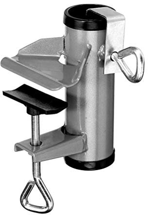 Cocoarm Sonnenschirmhalter, Terrassenschirm-Klemme Balkongeländer Sonnenschirmständer Balkon Schirmhalterung mit festem Clip für Garten- und Balkonschirme (SILVER)