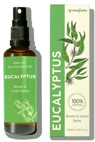 Eucalyptus Room, Linen & Pillow Spray by Aromafume | 100ml/3.38 fl oz | with Pure Eucalyptus Essential Oil | Aromatherapy Spray for Relaxation, Sleep & Stress Relief | Mist for Bedding, Fabrics