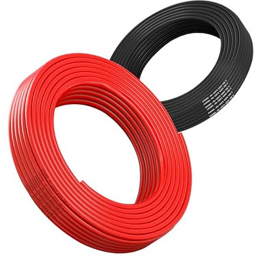 Cavo elettrico 14AWG 2,0mm² 2×10M, cavo flessibile rosso nero, cavo in rame stagnato senza ossigeno resistente ad alta temperatura 600V per batteria auto, lampada a LED, pannello solare (14/2-10M).