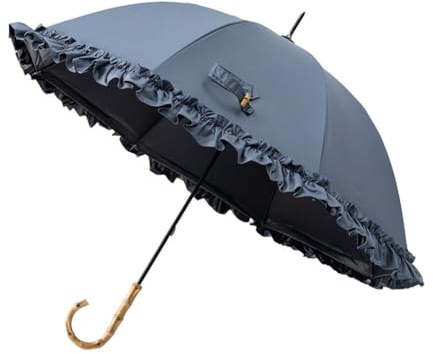 Asudaro Damen Regenschirm Prinzessinnen-Spitze Rüsche Hochzeit Regenschirm Vintage Sonnenschirm mit Spitzendekoration Für Damen Kostüm, Kinder Bühne Performance,100 * 80cm grau