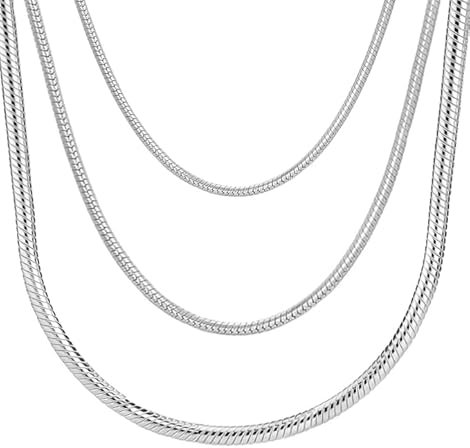 Gicko Schlangenketten Silber 925 - Breite in 1,2,3 mm - Silberketten in Verschiedenen Längen : 40,45,50,55,60 cm Halskette für Damen & Herren (60, 2mm)