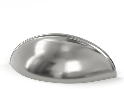 Goldenwarm 6 Pack Brushed Satin Nickel Cup Handles for Drawers, 76mm Hole Centers Silver Kitchen Cupboard Handles Zinc Alloy