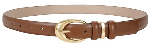 JASGOOD Women Leather Belt for Jeans Pants Fashion Ladies Faux Leather Dress belt with Gold Buckle