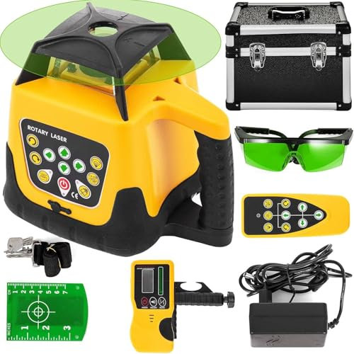 Laser Autolivellante,Set Livella Laser Rotante 360 Gradi con Ricevitore,Telecomando, 5 Gradi Portata 500 m pour Travaux de Construction,LivelloLaserVerde