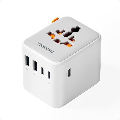 TESSAN Adaptateur Prise Universelle, Chargeur Universel avec 3 USB C et 2 USB A, 2500 W Adaptateur Voyage Universel pour USA Thaïlande Japon UK Brésil Australie Espagne Malaisie Inde