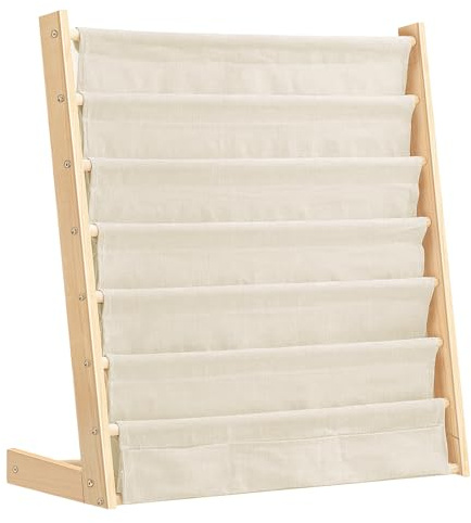 HUOLE Bibliothèque pour Enfants, Étagère à 6 Niveaux pour Livres, Fournitures Scolaires pour Chambre d’Enfant, Garderie, École Maternelle, Multi-Couleurs, 75 * 30 * 79cm-Couleur Bois (1pc)