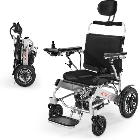 VEVOR Electric Wheelchair for Adults, 300 lbs & Adjustable Backrest, Foldable Lightweight Power Chair with 21 Seat, 13-Mile All-Terrain Range for Senior Portable Mobility