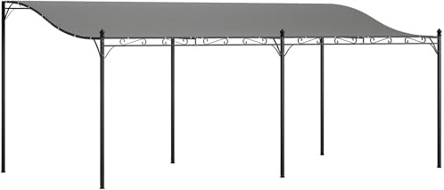 Outsunny Pergola murale de jardin 3 x 6 m, tonnelle de jardin avec toit incliné, trous de drainage et structure métallique, résistante aux intempéries, pour patio, terrasse, balcon, gris foncé