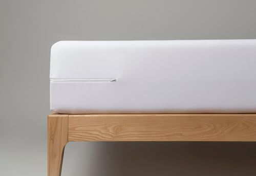 Velfont Funda de Colchón Impermeable AlerProTECH, Blanco, Algodón, Antialergias, Cremallera en U, Compatible con Colchones de hasta 30 cm de Altura (150 cm)