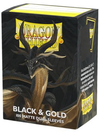 Dragon Shield | Matte Dual Standard Size Card Sleeves | 100ct - Smooth & Tough Premium TCG Sleeves - Compatible with Pokemon, One Piece, and Magic: The Gathering | Black & Gold