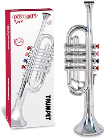 Tromba in argento, strumento musicale, 4 note, 37 cm