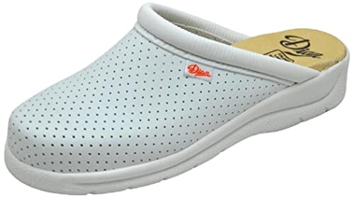 DIAN - PISA Blanco 41, Zueco Anatómico para Sanidad y Hostelería, Zueco Sanitario Unisex, Talón abierto, Empeine Perforado Transpirable y Acolchado Antirozaduras, Suela Antibateriana y Antideslizante.