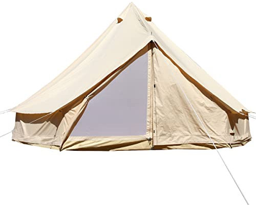 Sport Tent-Wasserdicht Schimmelresistent Tipi Zelt (Teepee) Indianerzelt 3-12 Personen Familien aus Baumwolle Große Luxus Camping Zelt Ideal für Urlaube Feste Feiern Hochzeit 6M Beige