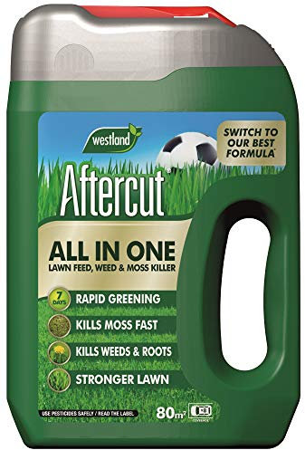 Aftercut 20400459 All In One Lawn Feed, Weed and Moss Killer Even-Flo Spreader, 80 m2, 2.56 kg, Natural