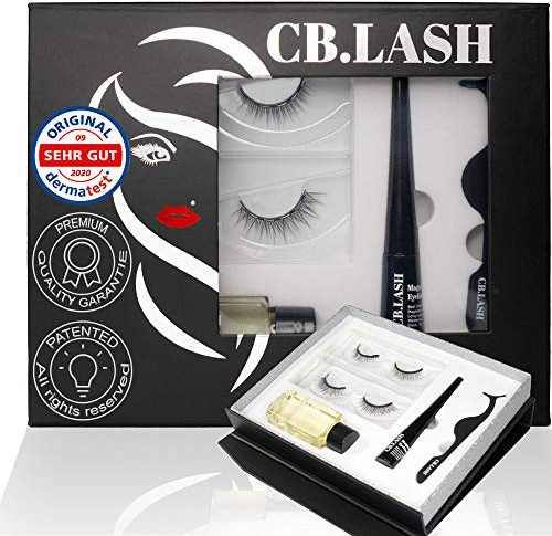 CB Lash Luxury Collection 2 Paar Premium Magnet Wimpern und wasserfester Magnet Eyeliner, inkl. Reiniger und Pinzette, natürliche Looks