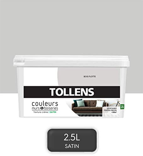 Tollens - Peinture Couleurs - Murs et Boiseries - Toutes pièces - Ultra résistante - Satin - Bois Flotté - 2,5L = 30m2