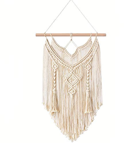 Sixyotie Macramé Tenture Murale,Decoration Maison Macrame Mural Tapisserie Murales Tapis Mural Tisses Main Interieur Exterieur Decoration Boheme Mariage Salon Chambre (White-vlong)