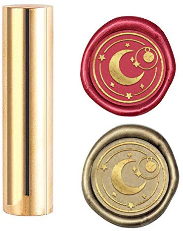 craspire Cire Sceau Timbre Lune, Mini Timbre de Colonne en Laiton Or Timbre de Cachetage Mental 15mm pour Invitation D'Enveloppe de Mariage Embellissement Bouteille Décoration de Carte-Cadeau