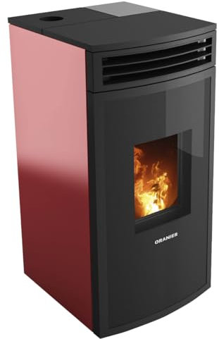 ORANIER | Neta | Pelletofen | Korpus Schwarz | Bordeauxrot | 8.0 kW