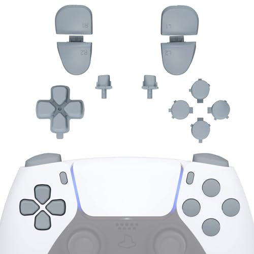 eXtremeRate D-Pad R1 L1 R2 L2 Gatillos Share Options Acción Reemplazo Botones Completo para ps5 Control Teclas de Repuesto Botón Compatible con ps5 Control BDM-030/040/050 Modelo(New Hope Gray)
