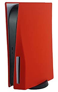 N//B Silicone Skin Cover Compatible for PS5 Console, Anti-Scratch Anti-Dust Waterproof Dustproof Protective Case, Red Disc Version