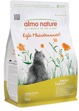 Almo Nature Life Maintenance - Crocchette per Gatti Adulti con Tacchino Fresco come 1° Ingrediente - Sacco da 2kg