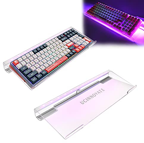 UCINNOVATE RGB akryl datortangentbordsstativ, LED-bakgrundsbelyst tangentbordsstativ, speltangentbord USB-gränssnitt med titel, tangentbordsstativ för enkel ergonomisk skrivning och arbete, kontor, hem, skola
