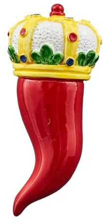 Doni Bomboniere Laurea 12PZ Calamita A Forma di Cornetto Portafortuna Corno Segnaposto Confettata Magnete Magistrale CN Corona Decorata con Foglie Idee Regalo Complete Originali Economiche