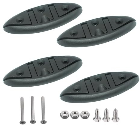 Grekywin Boat Folding Cleat 2Pcs Set - 13cm Flip up Dock Cleat with M6 Screws, HQ Nylon Marine Accessories for Boat Yacht (Black)