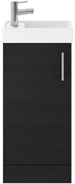 Balterley Vanity Unit with Basin Floor Standing, Soft Close Single Door with Rectangular Sink, Bathroom Vanity Units with Basin, Bathroom Sink Storage Cabinet - 405 x 222 x 861mm (Woodgrain Black)