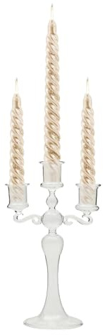 Portacandele a 3 bracci, Elegante portacandele in vetro trasparente con 3, Centrotavola candelabri per decorazioni per la casa, matrimoni, feste, centrotavola per tavolo da pranzo
