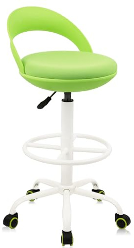 KLASIKA Chaise de dessin à roulettes, chaises d'esthéticienne avec repose-pieds et dossier, tabourets ergonomiques pivotants réglables en hauteur pour salon, tatouage, spa, médecin, dentiste, clinique