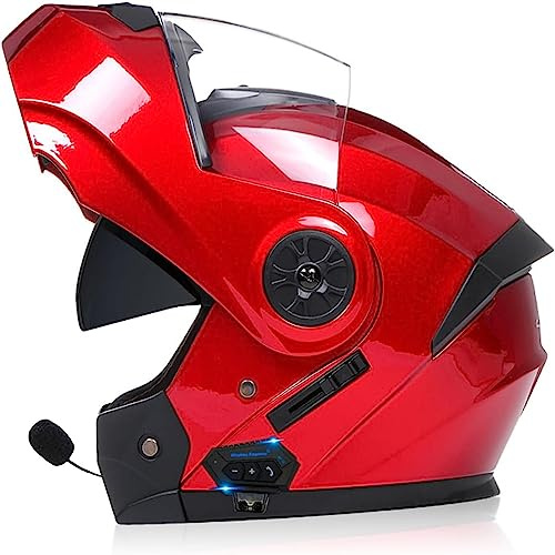 Casque Bluetooth Modulable Flip-Up Intégré ECE Homologué Homme Femme - Casque Moto Intégral Scooter Anti-Buée Double Miroir Anti-Collision