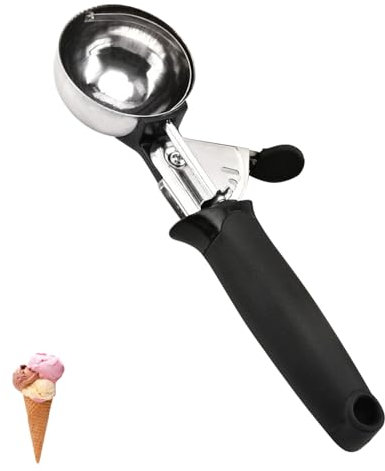 Ice Cream Scoop Stainless Steel - Easy-to-Use Trigger Mechanism, Perfect for Scooping Hard Ice Cream, Sorbet, and Frozen Desserts