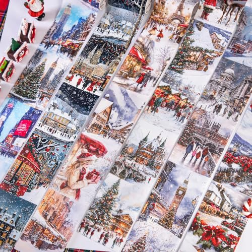 Ta Merry City Scrapbook Autocollants Esthétiques 6 Rouleaux Washi Tape Set pour scrapbooking, albums, bloc-notes, journaling, journal intime, album photo, accessoires de bullet journal (Christmas City