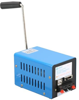 Générateur de Puissance à manivelle,Générateur électrique Manuel 20W - 2000 TR/Min Portable à manivelle, Double Sortie USB, Chargeur de téléphone Portable étanche pour intérieur Noir