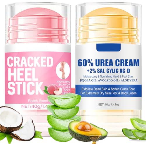 Baorder 2 pezzi Peach Scented and 60% Urea Foot Cream Set idratante Foot Cream, Repair Dry Skin, mani, talloni, gomiti e ginocchia, cura morbida e idratante per donne e uomini
