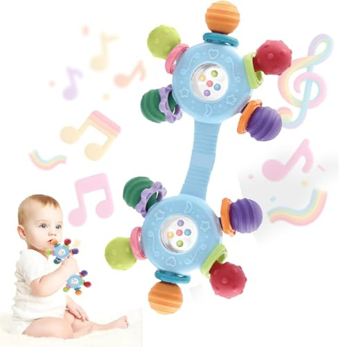 Goorder Jouet pour Hochet Bébé 6 mois, Jouets de Dentition Sensoriels, Jouet Éducatif Précoce Montessori, Educatif Cadeau Enfant Garçon et Fille 3 6 9 12 mois 1 an