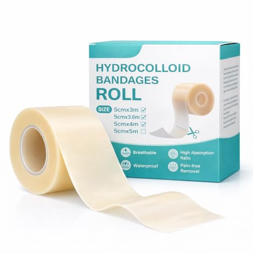 Hydrocolloid Roll 5cm*300cm,Cerotti Idrocolloidali Idrocolloide Rotolo Autoadesivi e Traspirante Nastro Idrocolloidale Rotolo Impermeabili