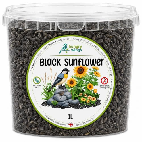 Mangime per uccelli selvatici di alta qualità, 1 l (vaschetta da 1 l, girasole nero)