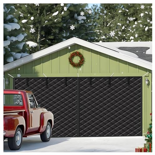 Vintergarageportsnät, 2,7 m 3,0 m 3,4 m 4,3 m 4,6 m Garageportsisoleringskit, Vattentät Oxfordtyg Magnetisk Värmeisolerad Garagegardin Friskluftsgardin(svart,2.7x2.7M/9x9FT)
