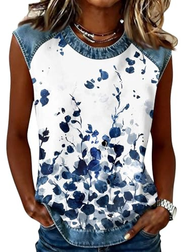 Générique Blouse Femme Populaire Baseball sans Manche T Shirt Grandes Tailles Èté Imprimer Col V Confortable